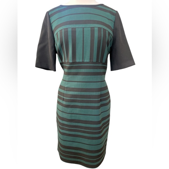 Antonio Melani Black and Green Striped Dress Size 14 - Picture 1 of 5
